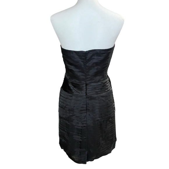 BEBE Mini Dress Size Medium Black Silk NWT Pleated Strapless Party Cocktail LBD - Picture 4 of 12